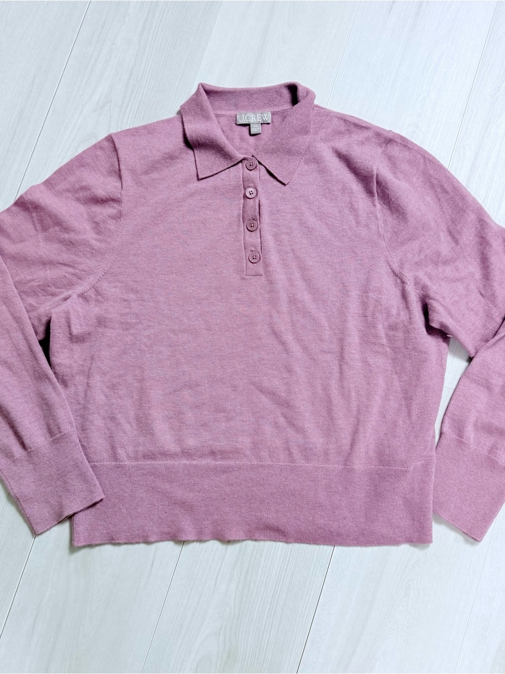 J. Crew Women's Pink Collared Cashmere Polo Sweater